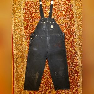 Vintage Carhartt Made in USA Overalls Black Canvas Size 50×30